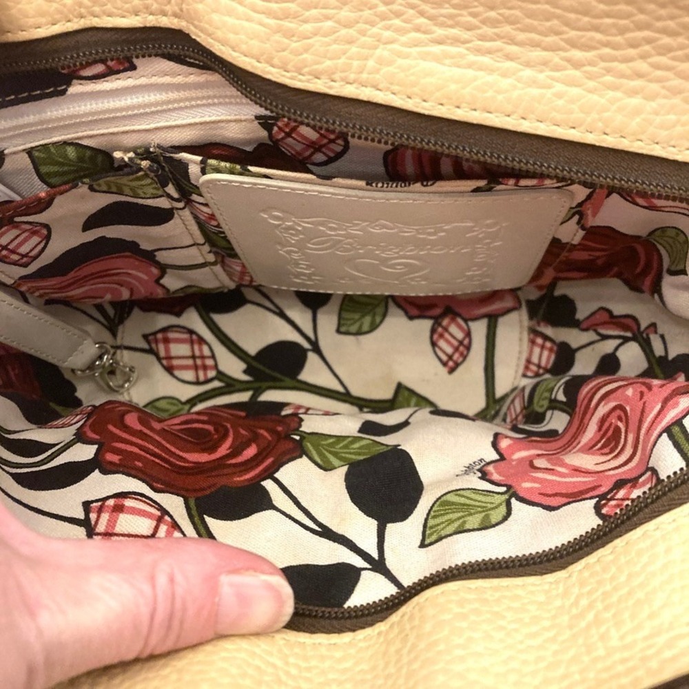 Brighton Candice Straw Beige Leather Shoulder Bag Purse Charm Zip Top - Picture 6 of 14